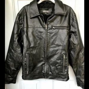 Kenneth Cole Reaction Black Faux Leather Collar Lined Full Zip Jacket Mens Sz M